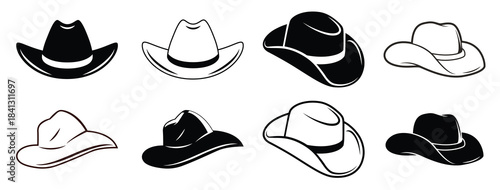 cowboy hat icon vector set west illustration sign