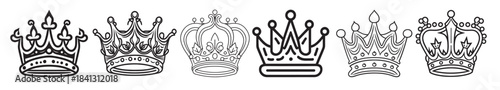 crown icon set vector crown line art illustration queen