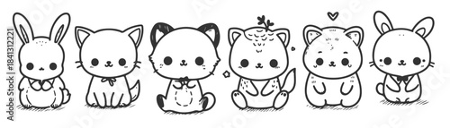 cute and playful cartoon animal sketches 