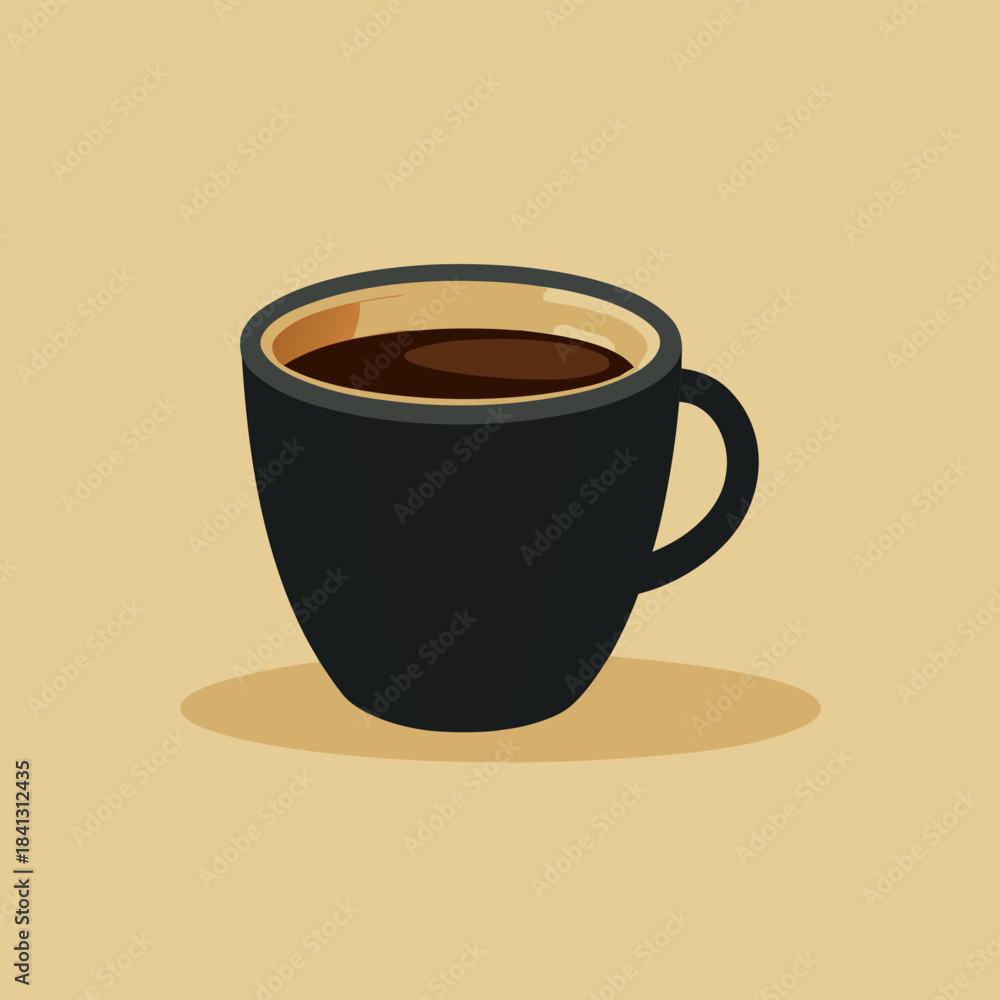 Fototapeta premium Isolated black coffee cup on a pastel yellow background