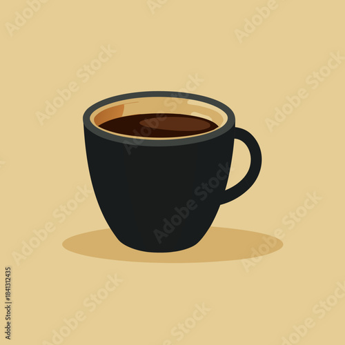 Isolated black coffee cup on a pastel yellow background