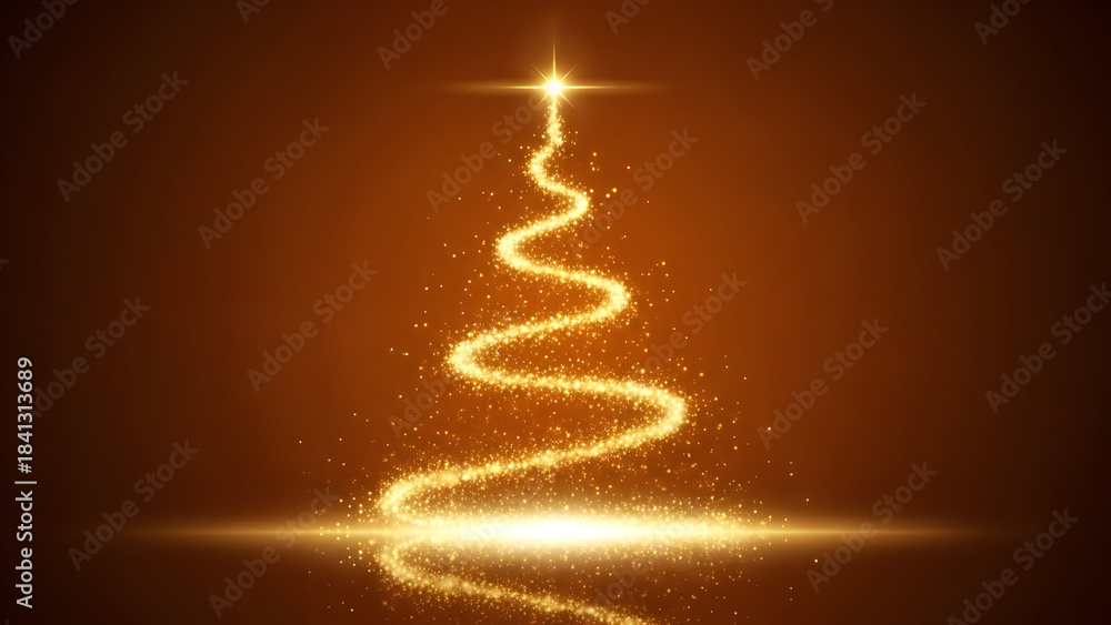 Obraz premium Glowing golden sparkling Christmas tree light trail an elegant abstract design for festive holiday celebrations and luxury project