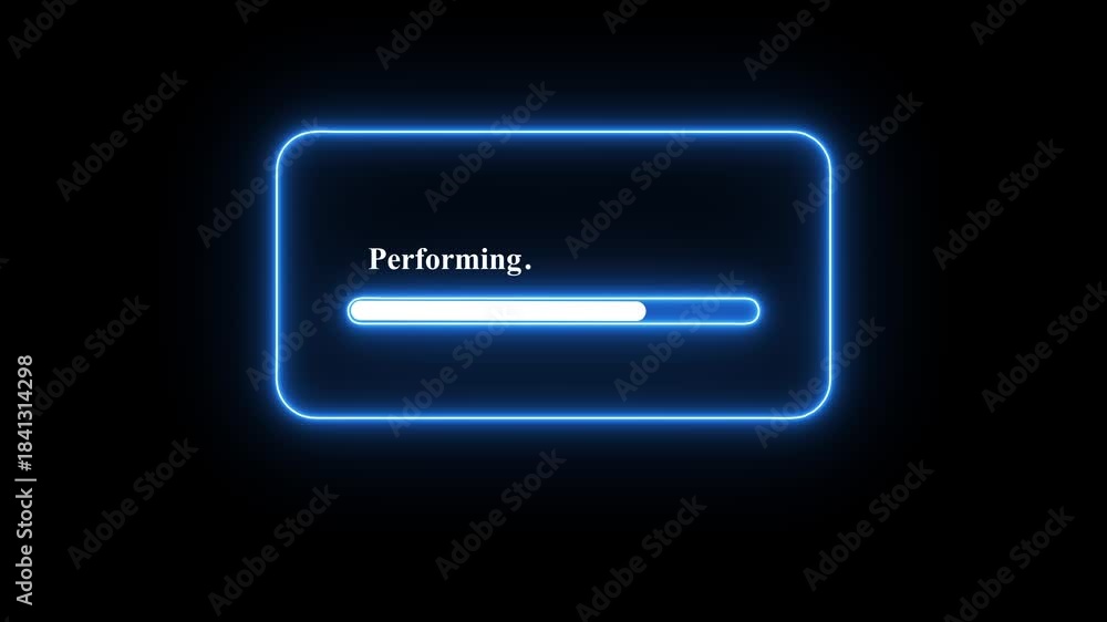 Performing loading animation on black background, neon progress bar UI ...