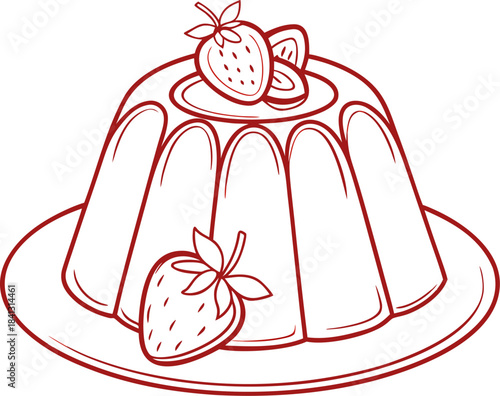 Simple outline of a pudding dessert on a white background