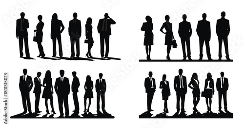 business people silhouettes vector set corporate men