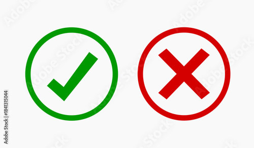 cross and check mark sign, a grunge x, check mark and cross mark isolated, Check mark and cross icon