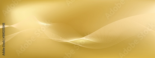 Luxury golden yellow background with shining line waves. Luxury soft gold gradient background.