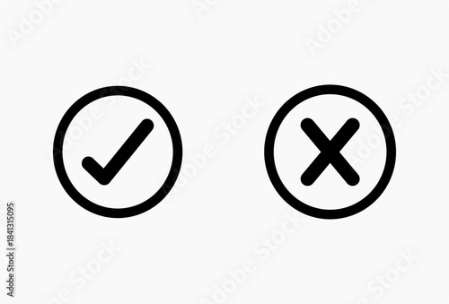 cross and check mark sign, a grunge x, check mark and cross mark isolated, Check mark and cross icon