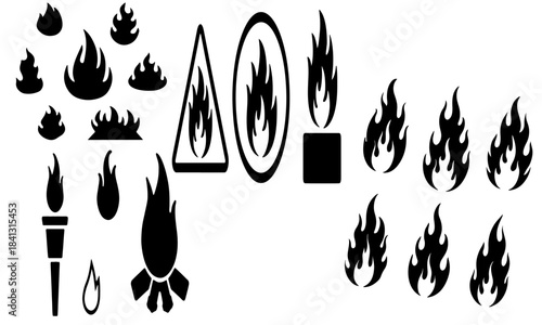 vector illustration of a set of fire