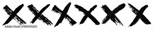 Hand drawn cross mark doodle set. Marker wrong sign clipart. Ink scribble checkbox. Single element