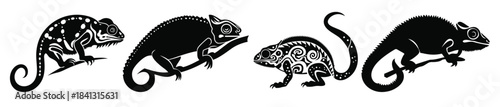 chameleon silhouette art bundle chameleon clipart black 