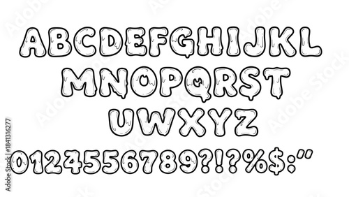 Retro Drip Liquid Font and Numbers with Special Characters for Design