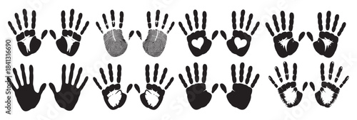 collection of diverse black handprint and fingerprint