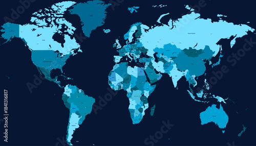 World map. Color modern vector map. Silhouette map