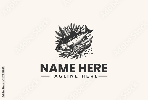 Fresh Seafood Logo Vector Illustration for a Gourmet Restaurant or Fish Market