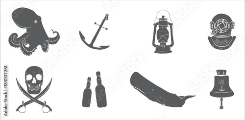 Dynamic Nautical Hurricane Elements Vector Pack for Coastal and Storm Inspired Designs.