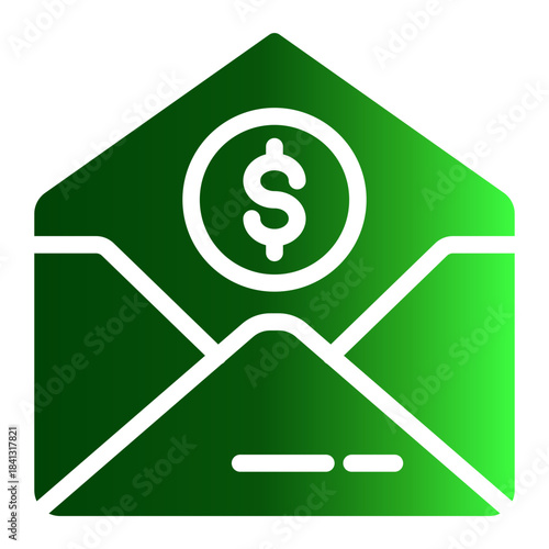 Business Money Deposit Envelope Icon from Curriculum Vitae Icon Collection (Glyph Gradient style)