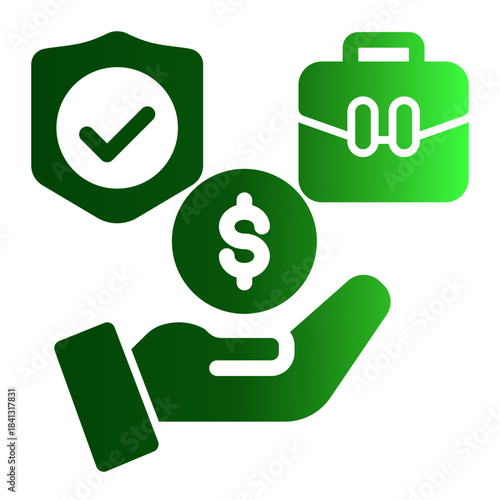 Employee Benefits Salary Insurance Icon from Curriculum Vitae Icon Collection (Glyph Gradient style)