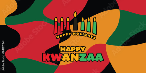 Vector illustration of Kwanzaa. Holiday african symbols with lettering on white background.
