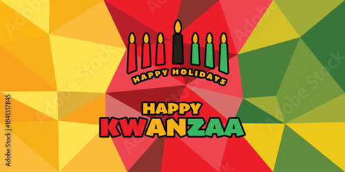 Vector illustration of Kwanzaa. Holiday african symbols with lettering on white background.

