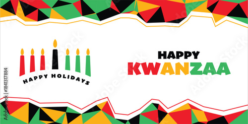 Vector illustration of Kwanzaa. Holiday african symbols with lettering on white background.
