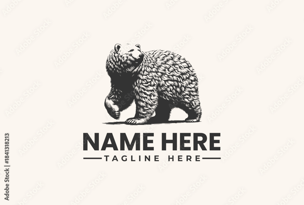 Obraz premium Bear Logo Vector Illustration - A Gritty and Detailed Graphic Emblem for Your Brand