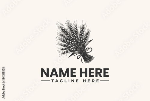Vintage Wheat Logo Vector Illustration - Elegant Emblem Design for Branding and Agriculture