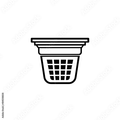 Line art illustration of a sink strainer on a white background