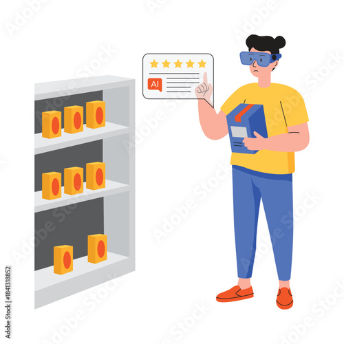 VR shopping Vector Flat Illustration EPS 10 File