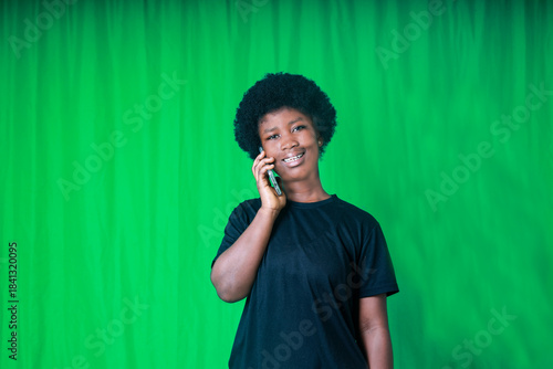 Phone call on green background