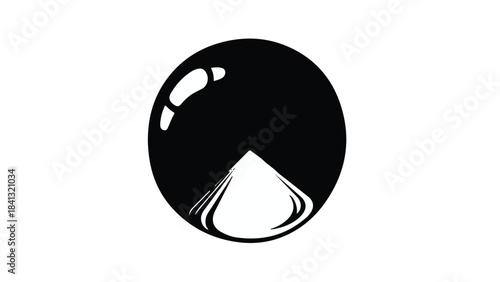 Black and white water droplet illustration in circle shape design element