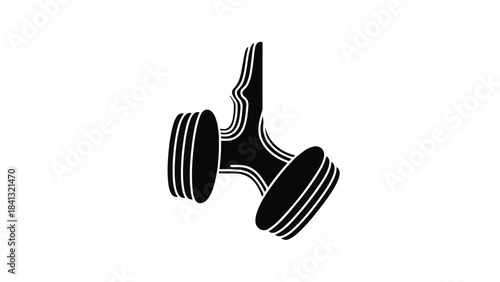 Black dumbbell weightlifting fitness equipment icon in minimalist modern design for workout and exercise motivation