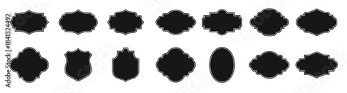 collection of decorative vintage frames and labels