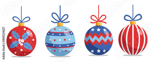  four festive christmas ornaments with intricate patterns and