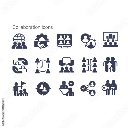 set of Collaboration icon vector symbol , business , partnership symbols 