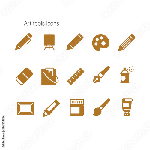 set of art tools icon symbol , art symbol , printing , brush