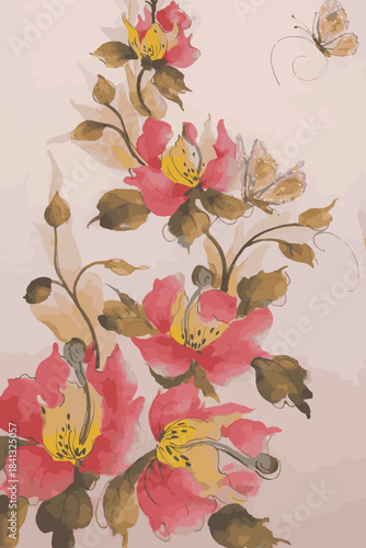 Adobe Illustrator Artwork allover floral design for printing