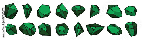  hand drawn crystals set geometric gems diamonds vector