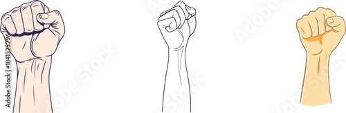 The continuous line drawing depicts a fist, serving as a simple yet powerful symbol of rebellion, freedom, and the spirit of protest