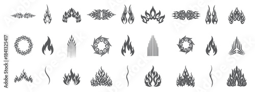 Set of Decorative Flame Silhouettes, Car Sticker and Hot Rod Decal Kit.