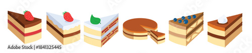 cake slice vector set