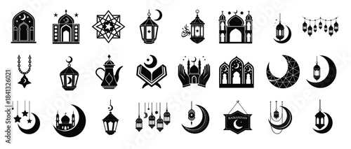 islamic ramadan silhouette design for eid on white background 