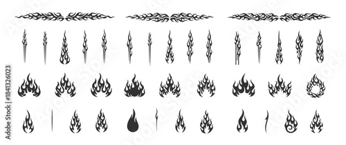 Set of Decorative Flame Silhouettes, Car Sticker and Hot Rod Decal Kit.