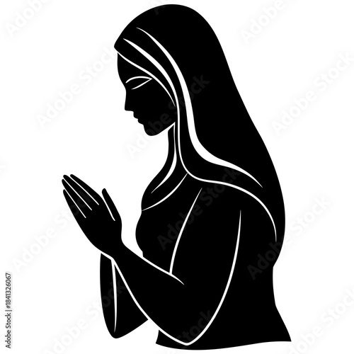 Woman Praying Silhouette Vector