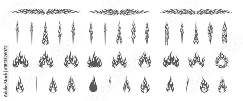 Set of Decorative Flame Silhouettes, Car Sticker and Hot Rod Decal Kit.