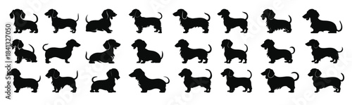 dachshund dog silhouette clipart bundle 