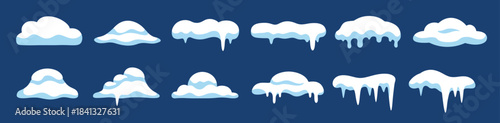 collection of cartoonstyle snow and icicle elements