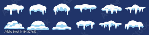 collection of cartoonstyle snow drifts and icicles