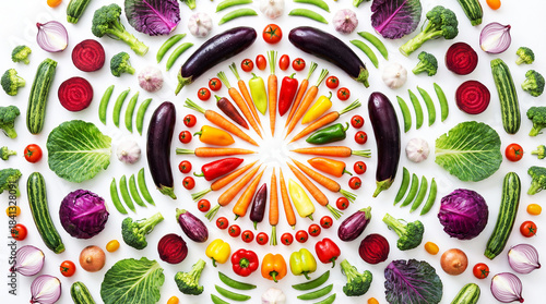 A vibrant and colorful pattern of various vegetables for a healthy diet