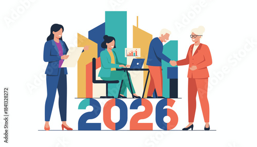 2026 business concept corporate success teamwork and future financial growth